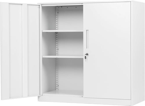 Heavy Duty Steel Locking Storage Cabinet 3 Adjustable Shelves 90x40x90cm