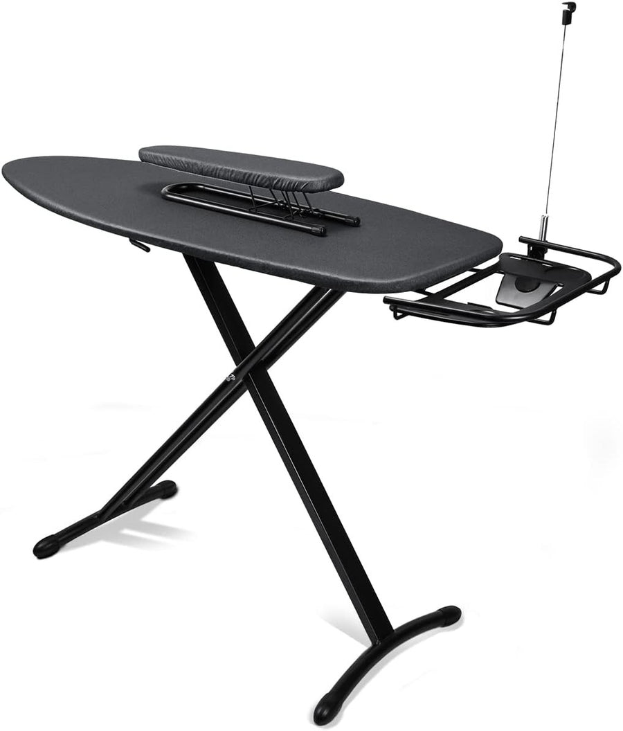Extra Wide Ironing Board with Sleeve Board Adjustable Height Foldable Black