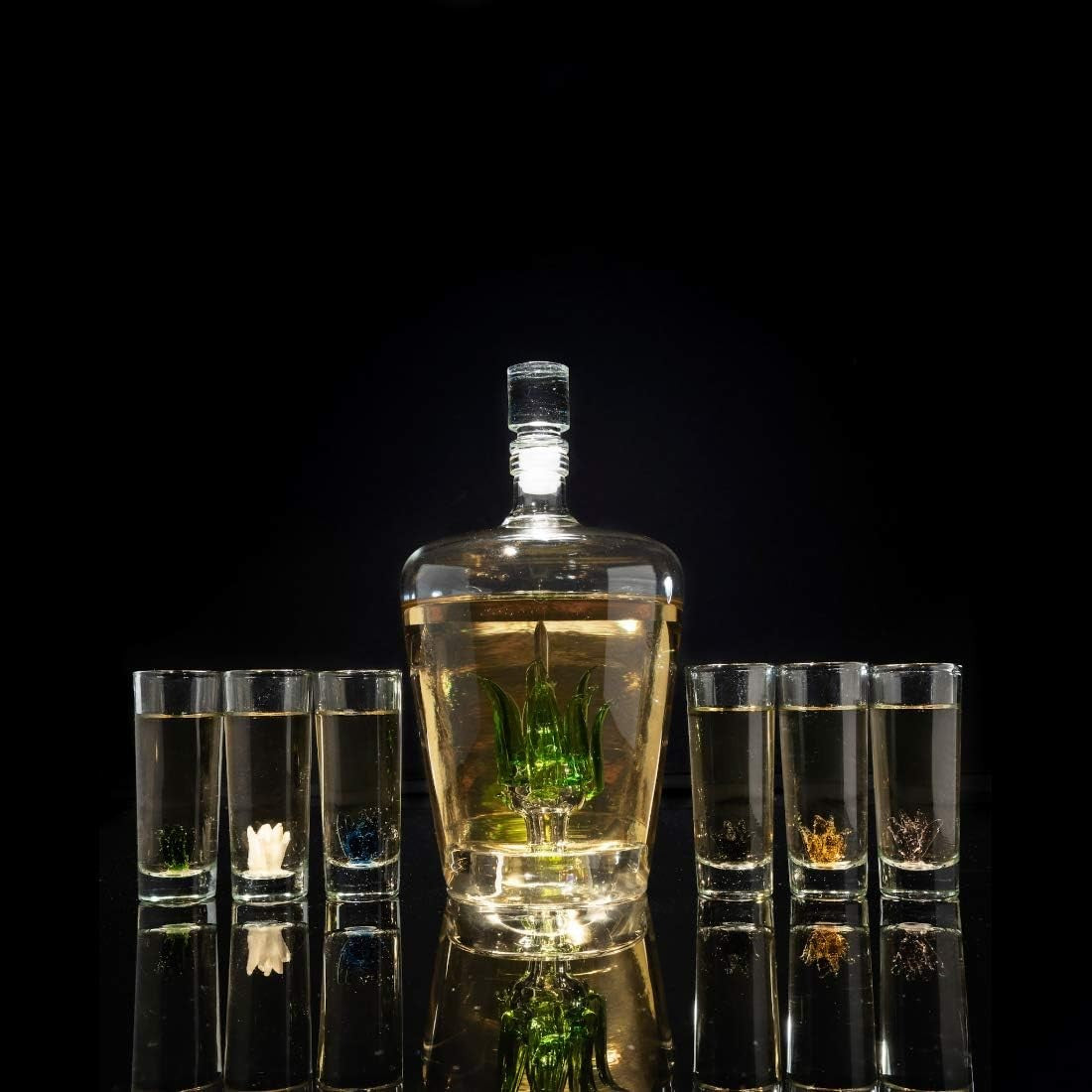 Agave Tequila Decanter Set with 6 Shot Glasses Luxury Bar Gift