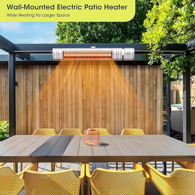 Wall Mounted Electric Patio Heater 2000W IP65 Waterproof Infrared Outdoor