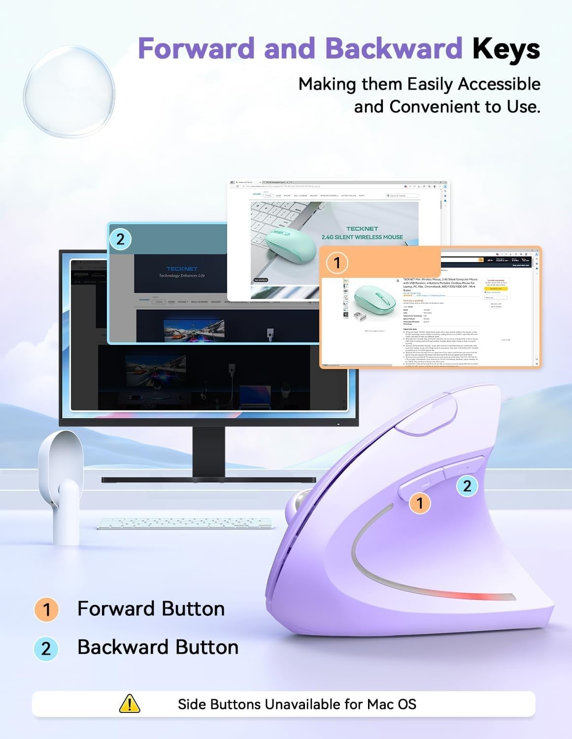 Ergonomic Vertical Wireless Mouse 4800 DPI Silent 6 Button USB