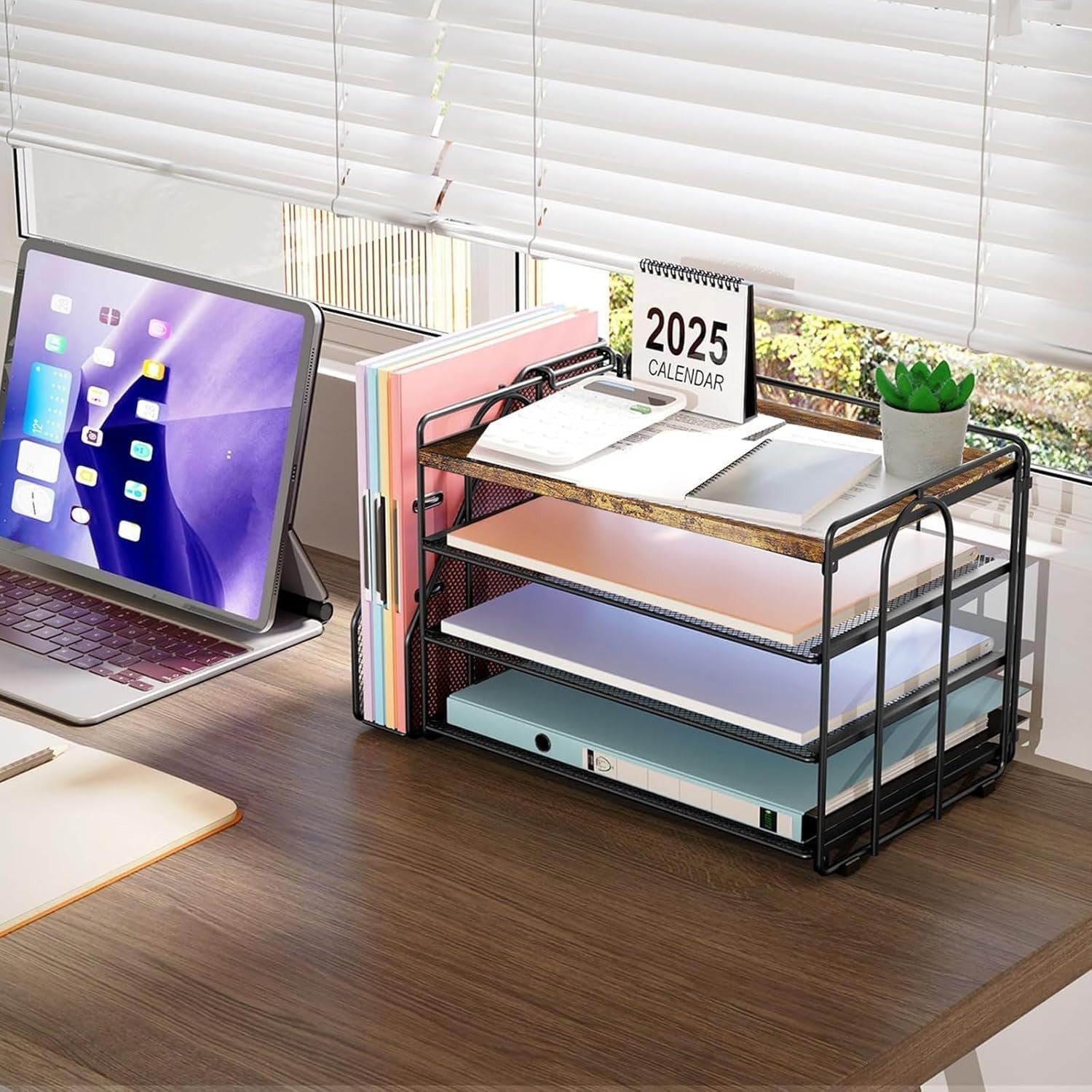 4-Tier Desk Organizer with Magazine Holder | File & Paper Storage Rack