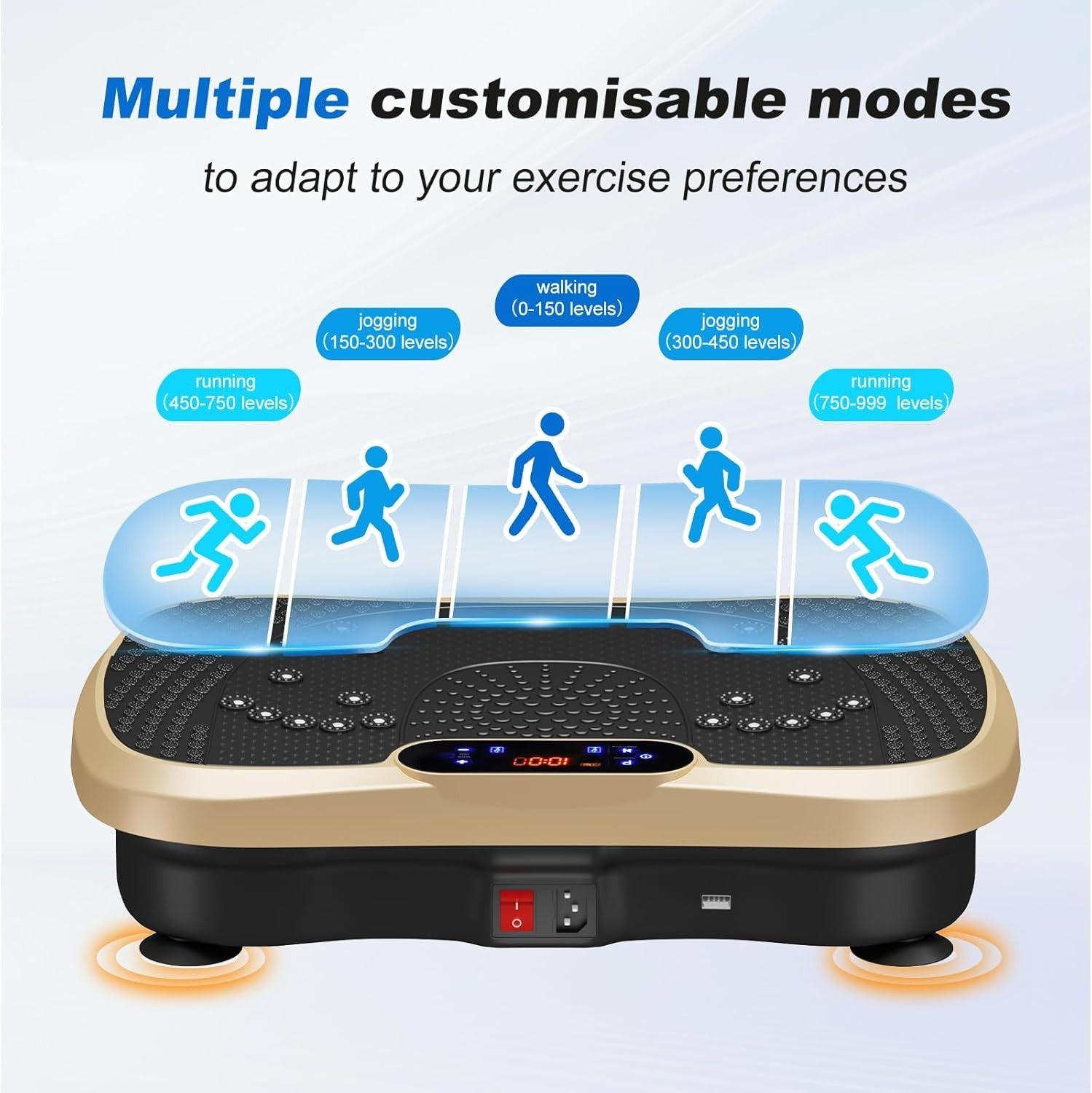 Gold Vibration Plate Exercise Machine Weight Loss Lymphatic Drainage 99 Levels