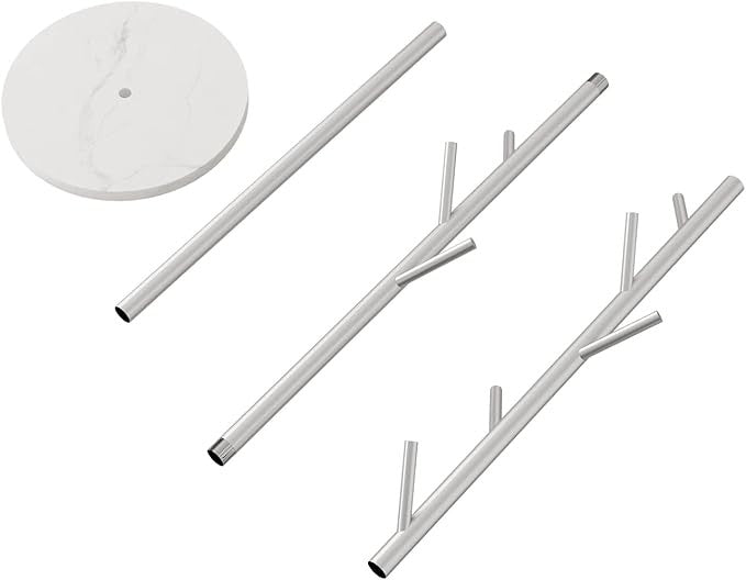 Silver Metal Coat Rack with Marble Base | Freestanding Hall Tree for Coats, Hats