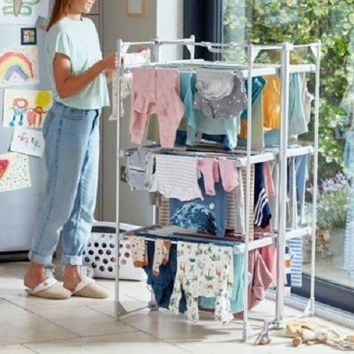 3 Tier Heated Clothes Airer Electric Drying Rack Indoor Large Capacity