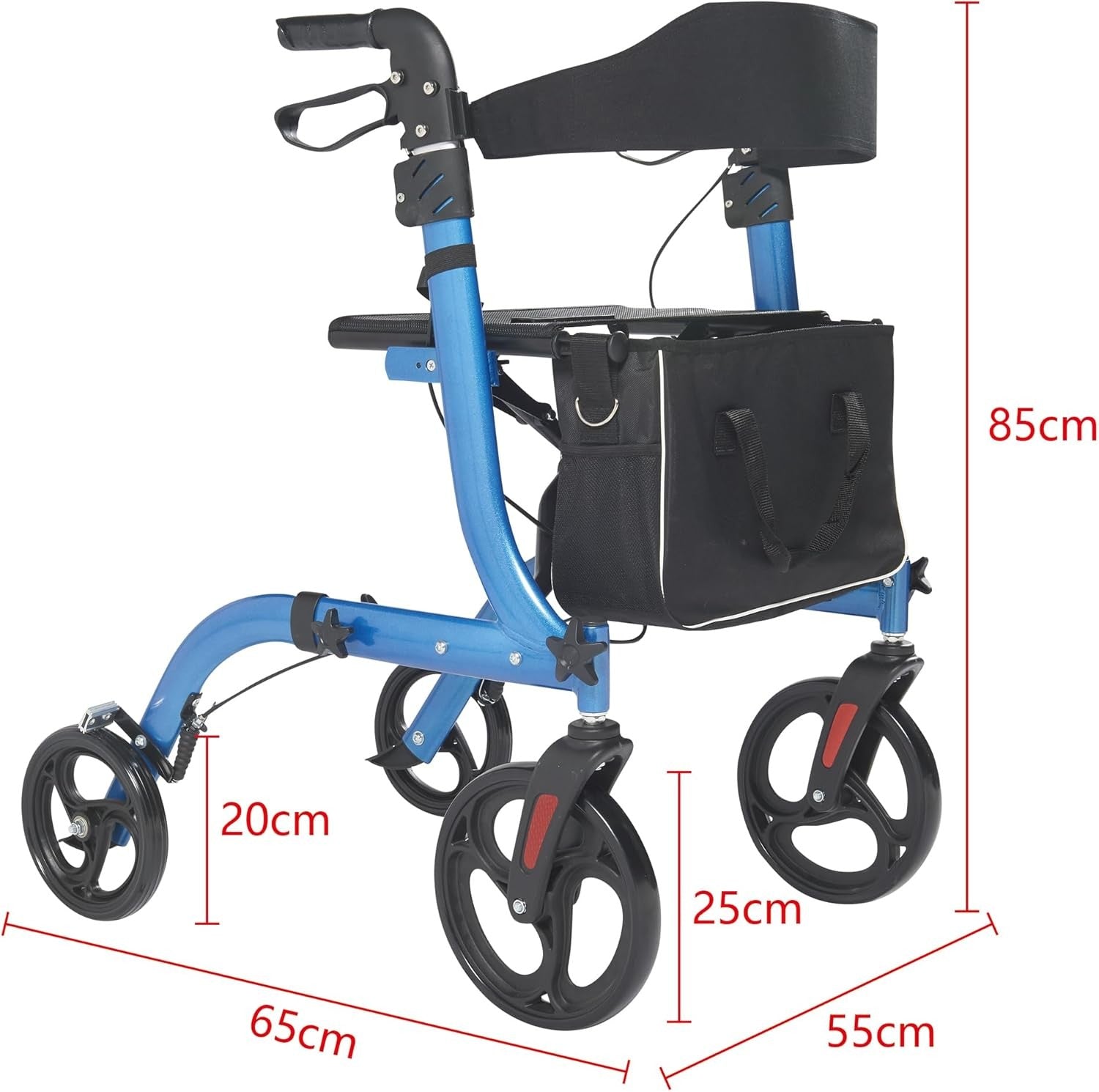 Lightweight Folding Rollator Walker with Seat Lockable 20cm Wheels