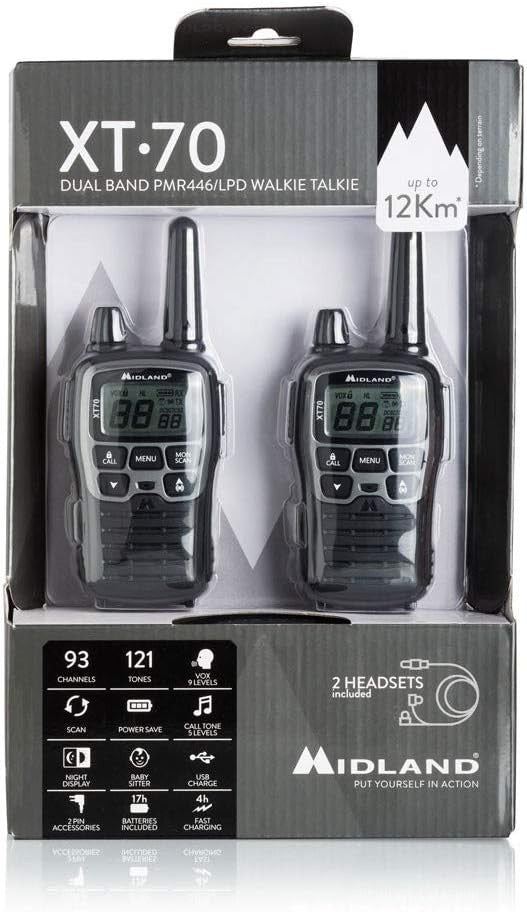 Long Range Walkie Talkies Dual Band 12km VOX Rechargeable 2 Pack