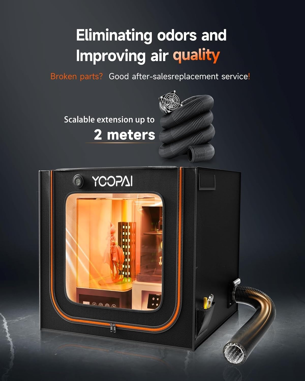 Large Resin 3D Printer Enclosure Vented LED Odor Filter Noise Reduce