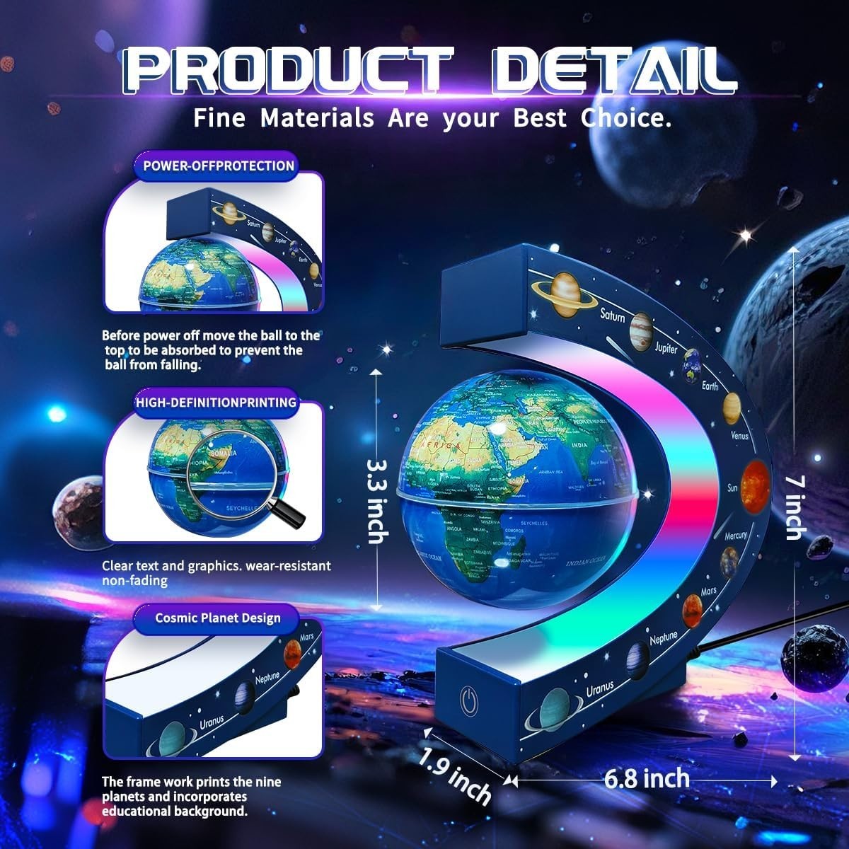 Magnetic Levitating Globe Planet LED Floating Desk Nine-Planet Lamp