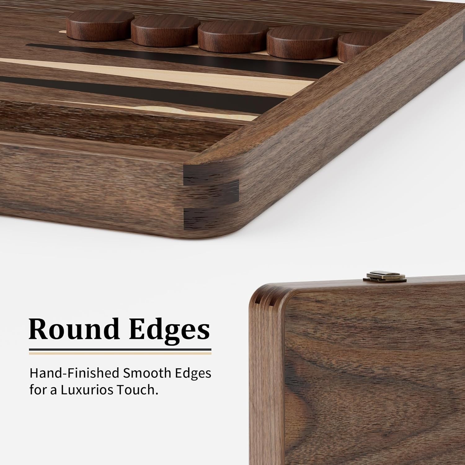Black Walnut Backgammon Set Luxury Folding Travel Board Game with Dice