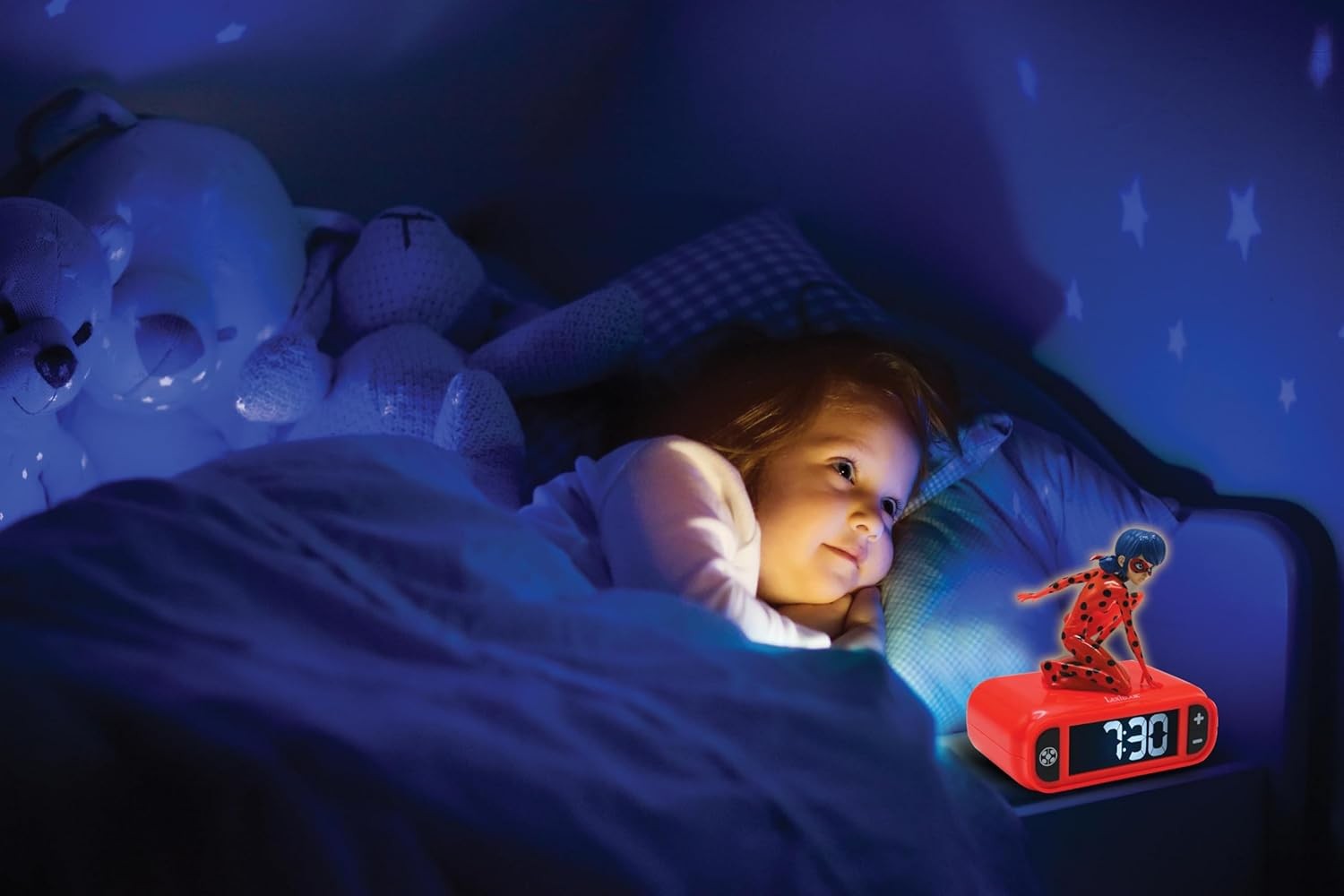 Kids Superhero Alarm Clock Night Light LED Display Snooze Bedroom