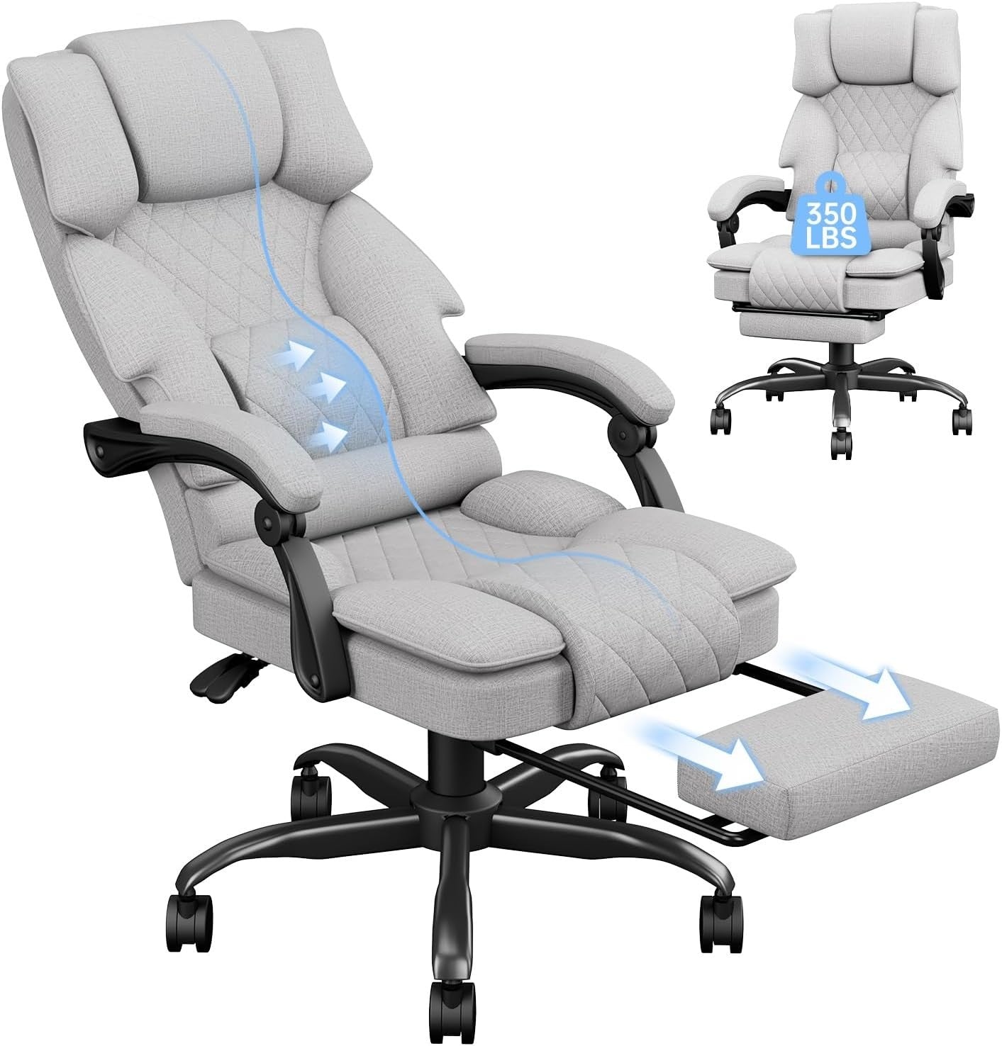Gaming Chair Memory Foam Large Recliner Foot Rest Black Ergonomic Computer Desk