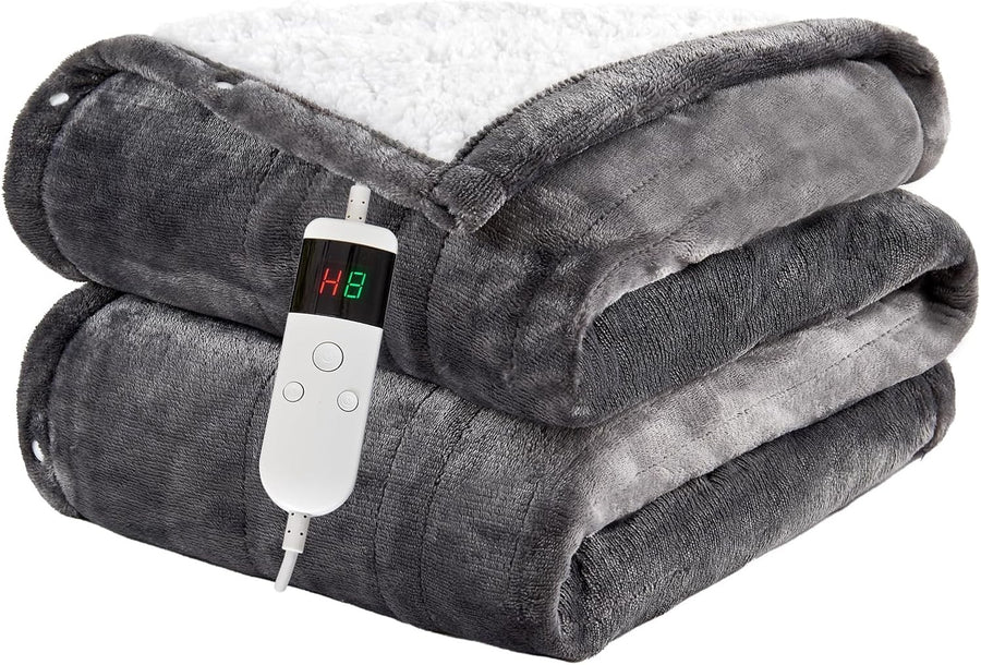 Electric Heated Throw Blanket 10 Heat Settings Fast Warm Auto Off 130x160cm