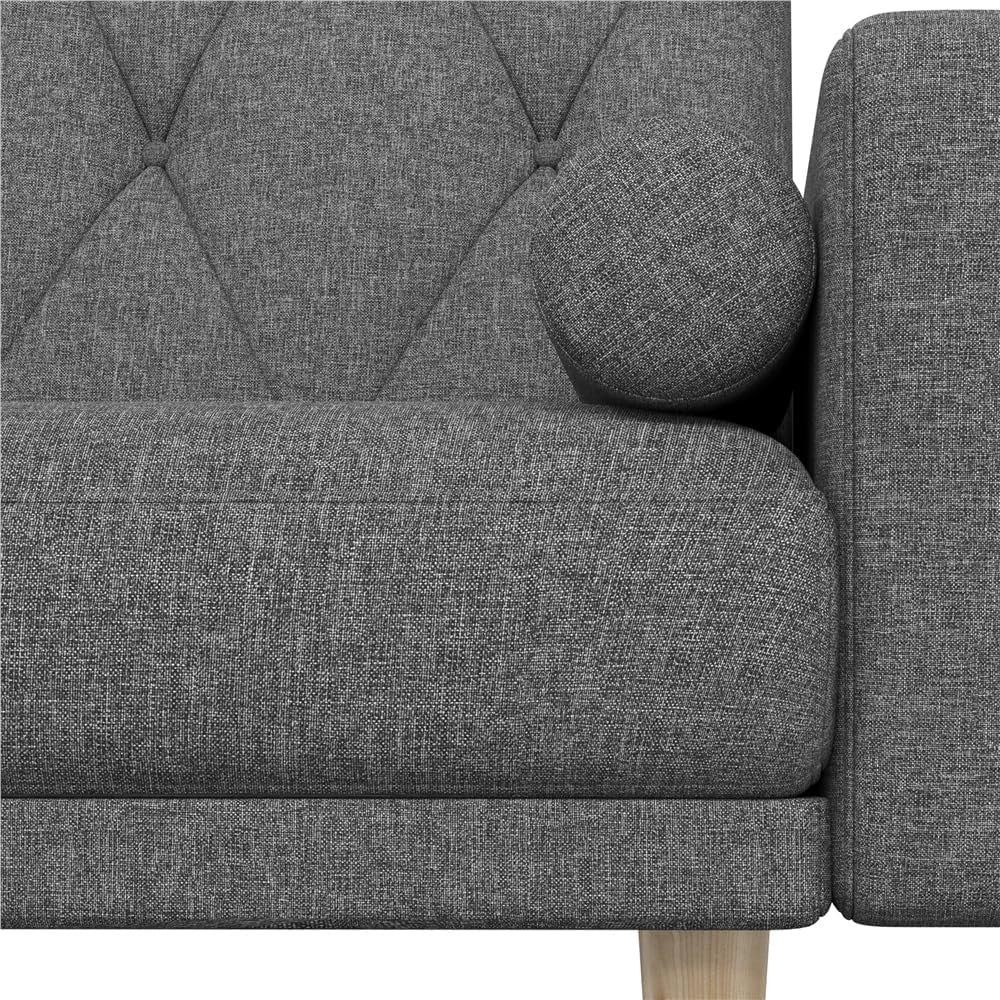 Dark Grey 3 Seater Sofa Bed Click Clack Modern Couch with Pillows Small Space