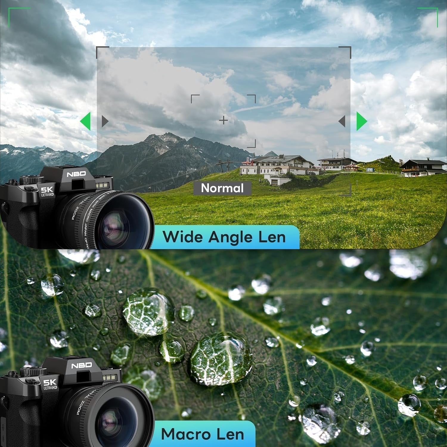 5K 64MP Vlogging Camera WiFi Flip Screen 16X Zoom Bundle Black