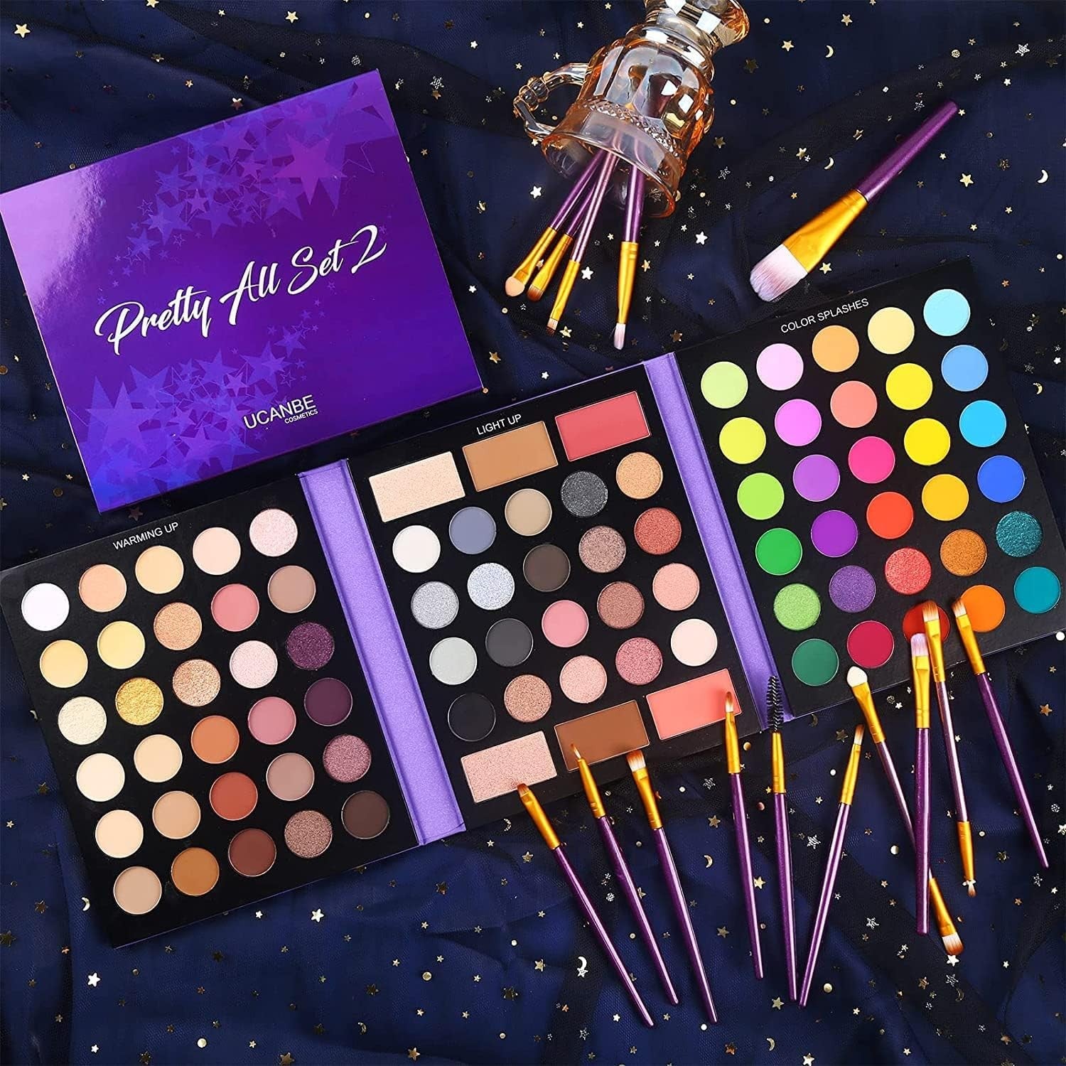 86 Color Nude Eyeshadow Palette with 15 Brushes Matte Glitter