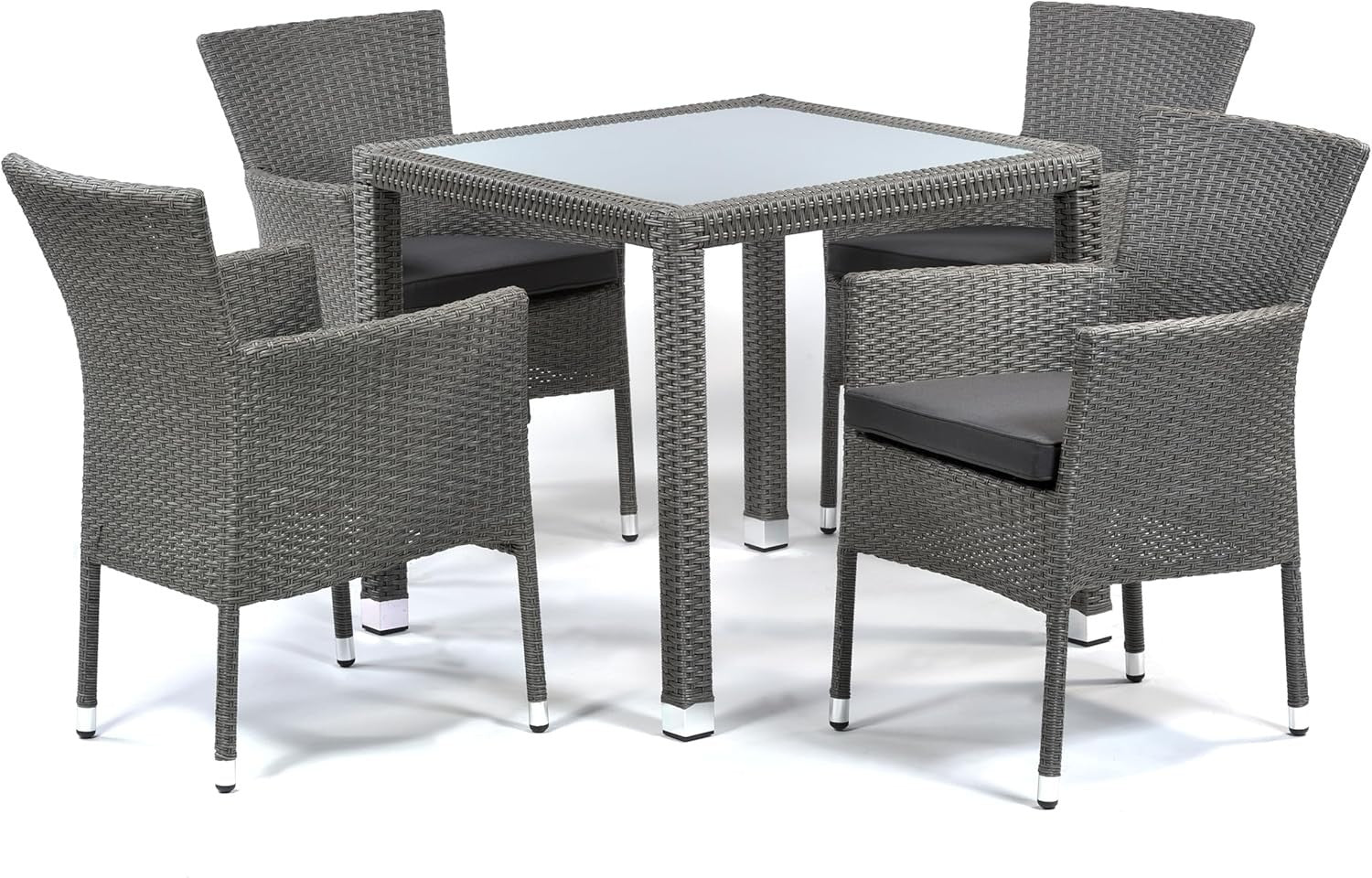 Set of 2 Rattan Garden Armchairs with Cushions Stackable Outdoor Patio