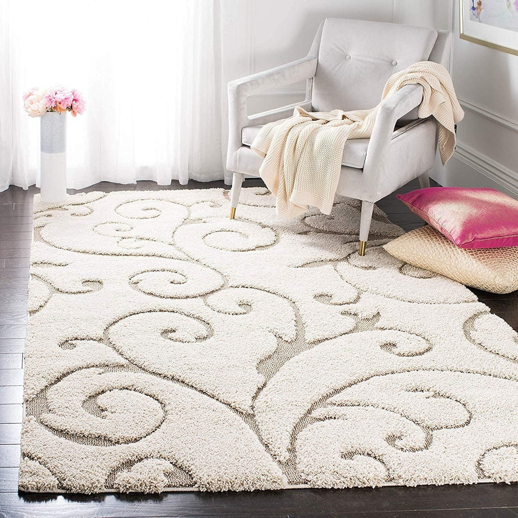 Cream Shaggy Area Carpet 200x290cm Soft Deep Pile Non Slip Luxury Rug