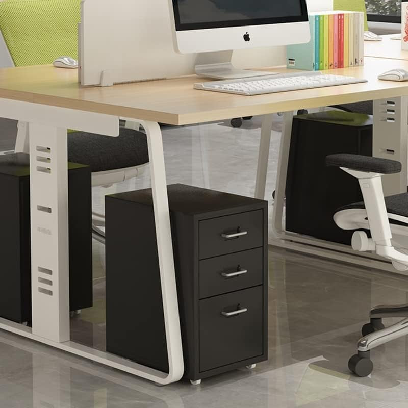 Black Desktop Filing Cabinet 3 Drawer 48cm Rolling Metal Storage