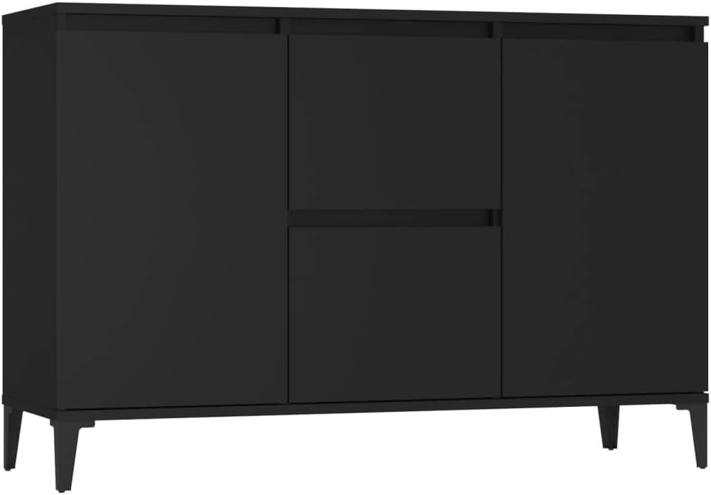 Black Industrial Sideboard Cabinet 2 Doors 2 Drawers Spacious Storage Unit