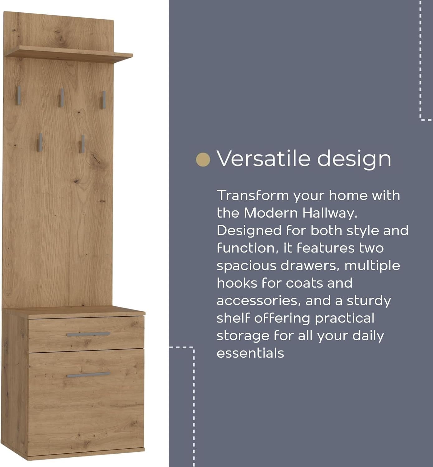 Modern Double Entryway Wardrobe with Drawers, Hooks & Shoe Storage 180cm