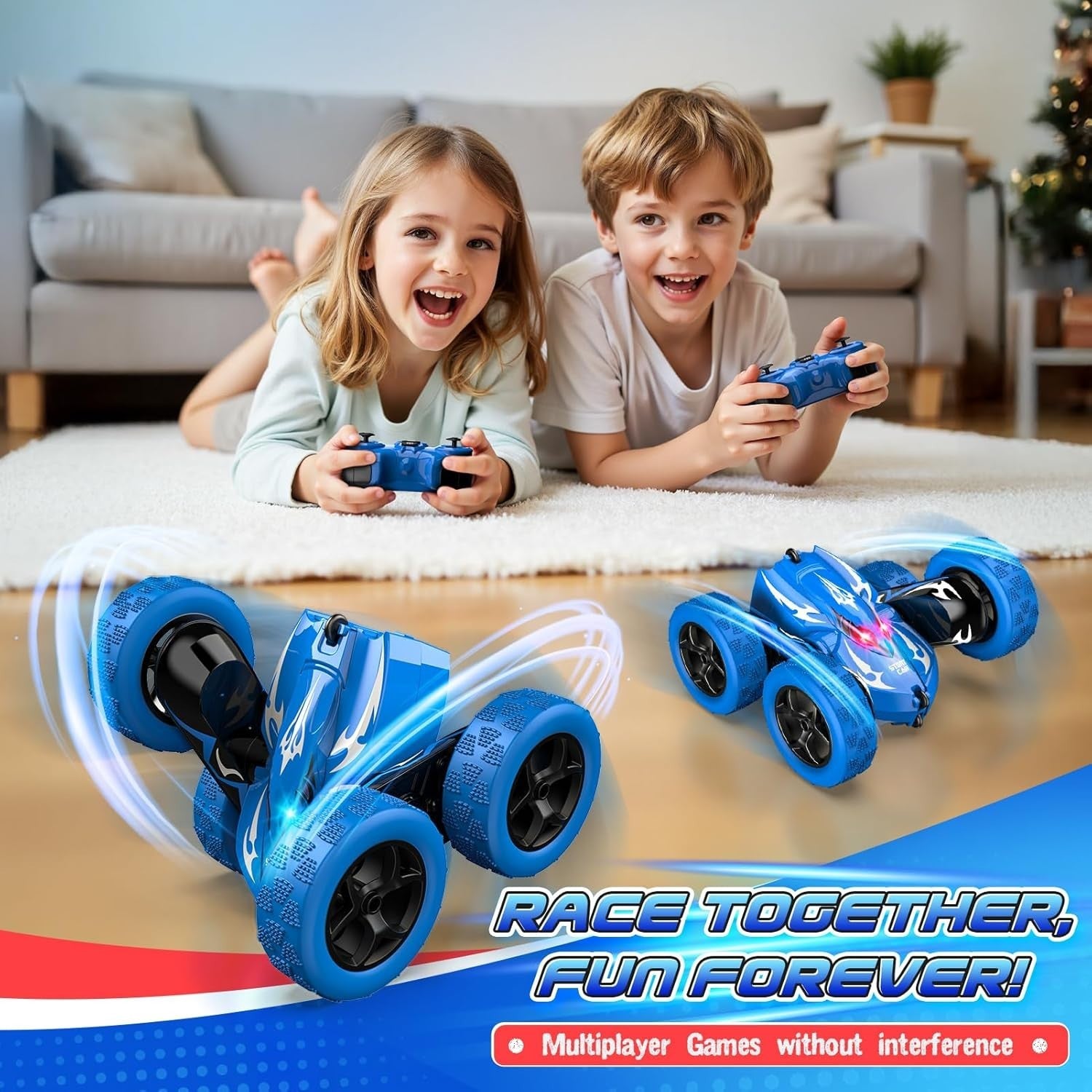 360° Flip RC Stunt Car 4WD LED Lights USB Rechargeable Toy for Boys Age 3–9