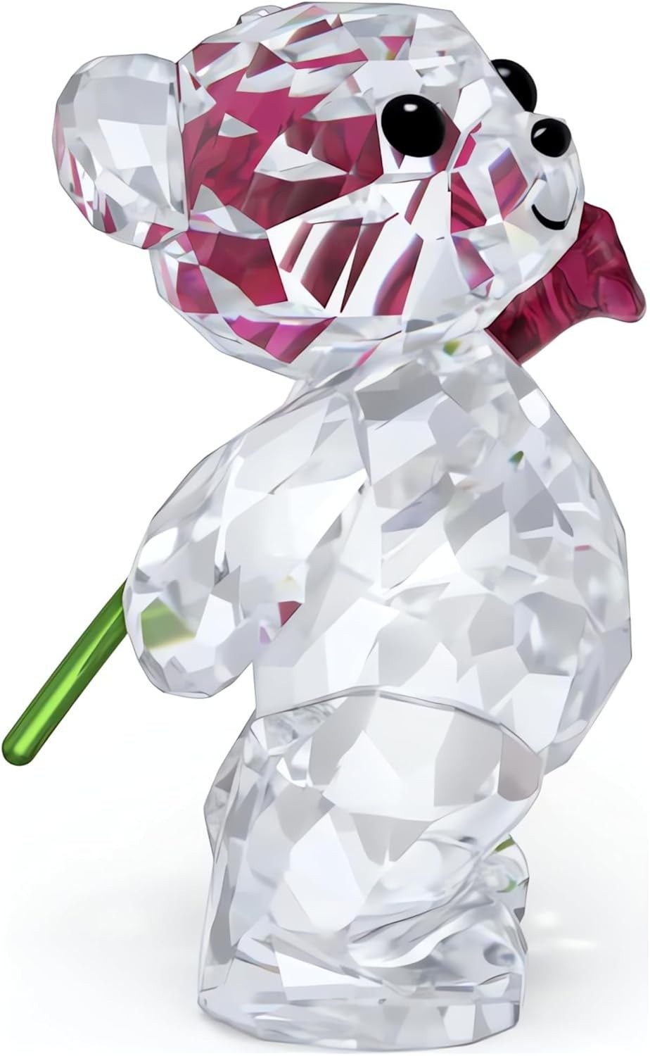 Crystal Bear Figurine with Pink Rose – Luxury Collectible Ornament Gift 4cm