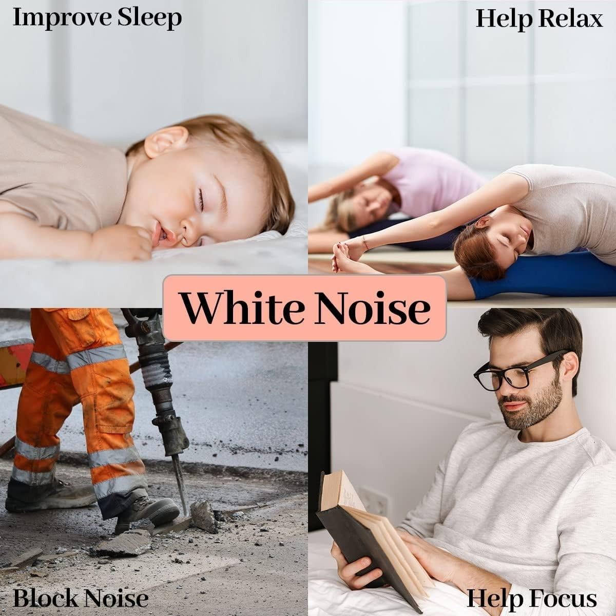 White Noise Machine with 30 Soothing Sounds, Night Light & Sleep Timer