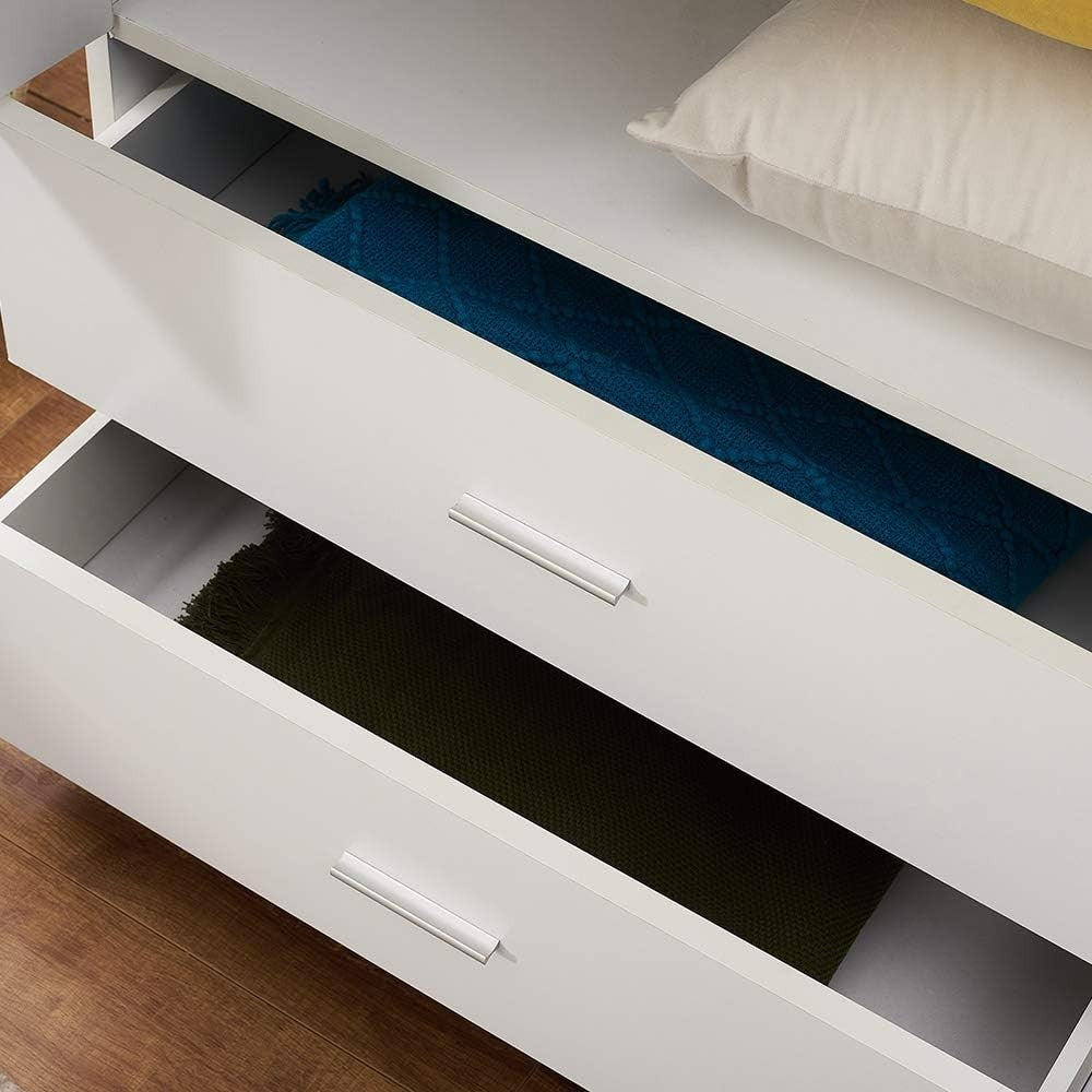 White 2 Door Wardrobe with 2 Drawers & Hanging Rail Durable Bedroom Closet