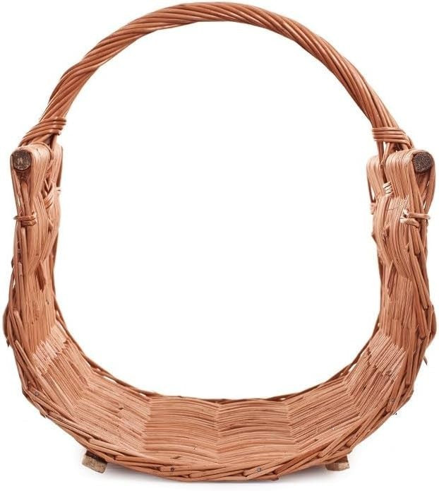 Rustic Wicker Log Basket with Handle – Indoor Firewood Storage 60x48x35 cm