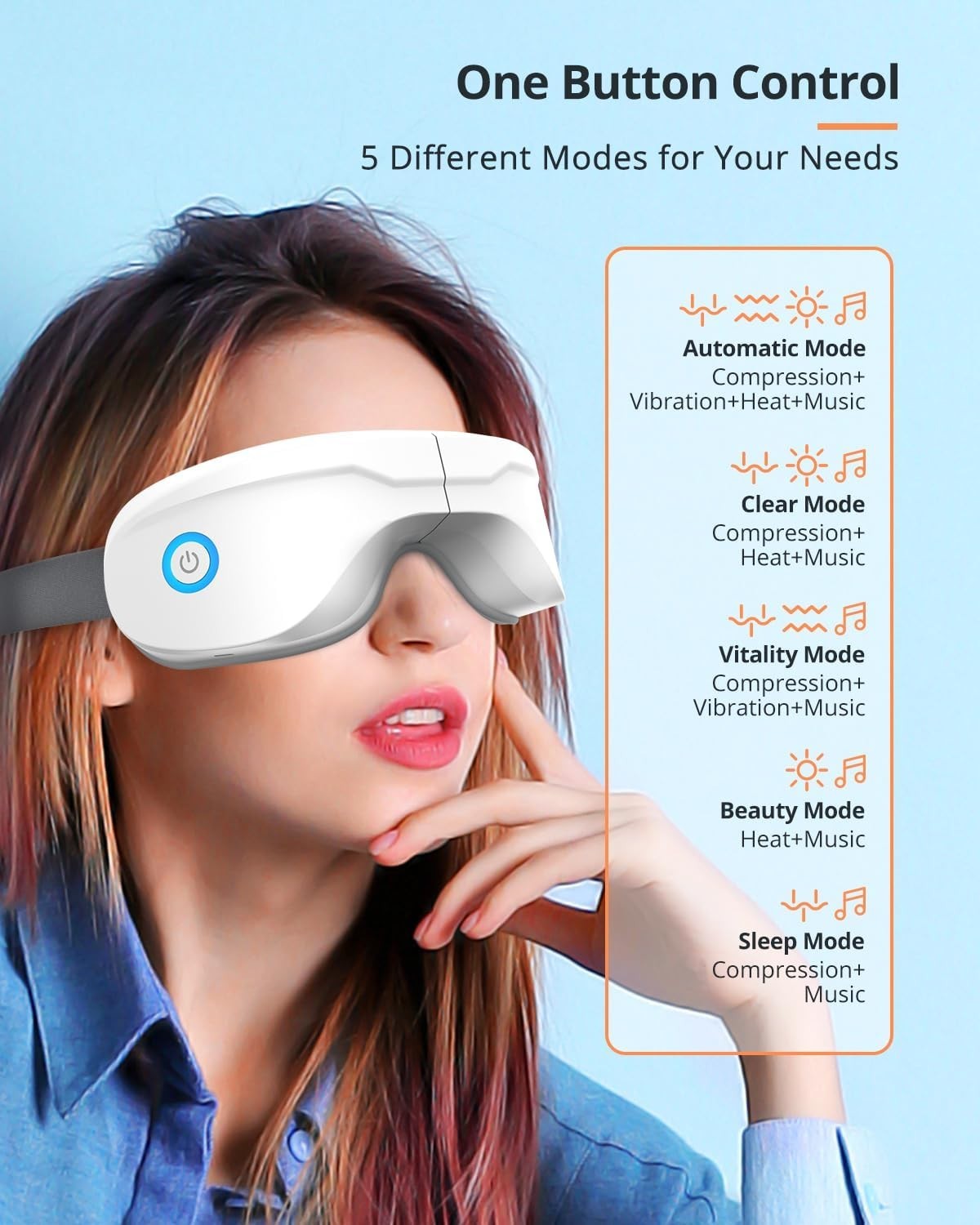 Heated Eye Massager Compression Vibration Bluetooth Sleep Aid