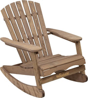 Outdoor Wooden Rocking Adirondack Chair Patio Garden Relaxing Comfort