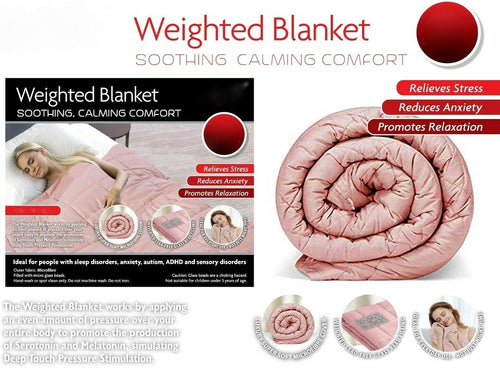 Pink 6kg Weighted Blanket 125x180cm Double Anxiety Relief Throw