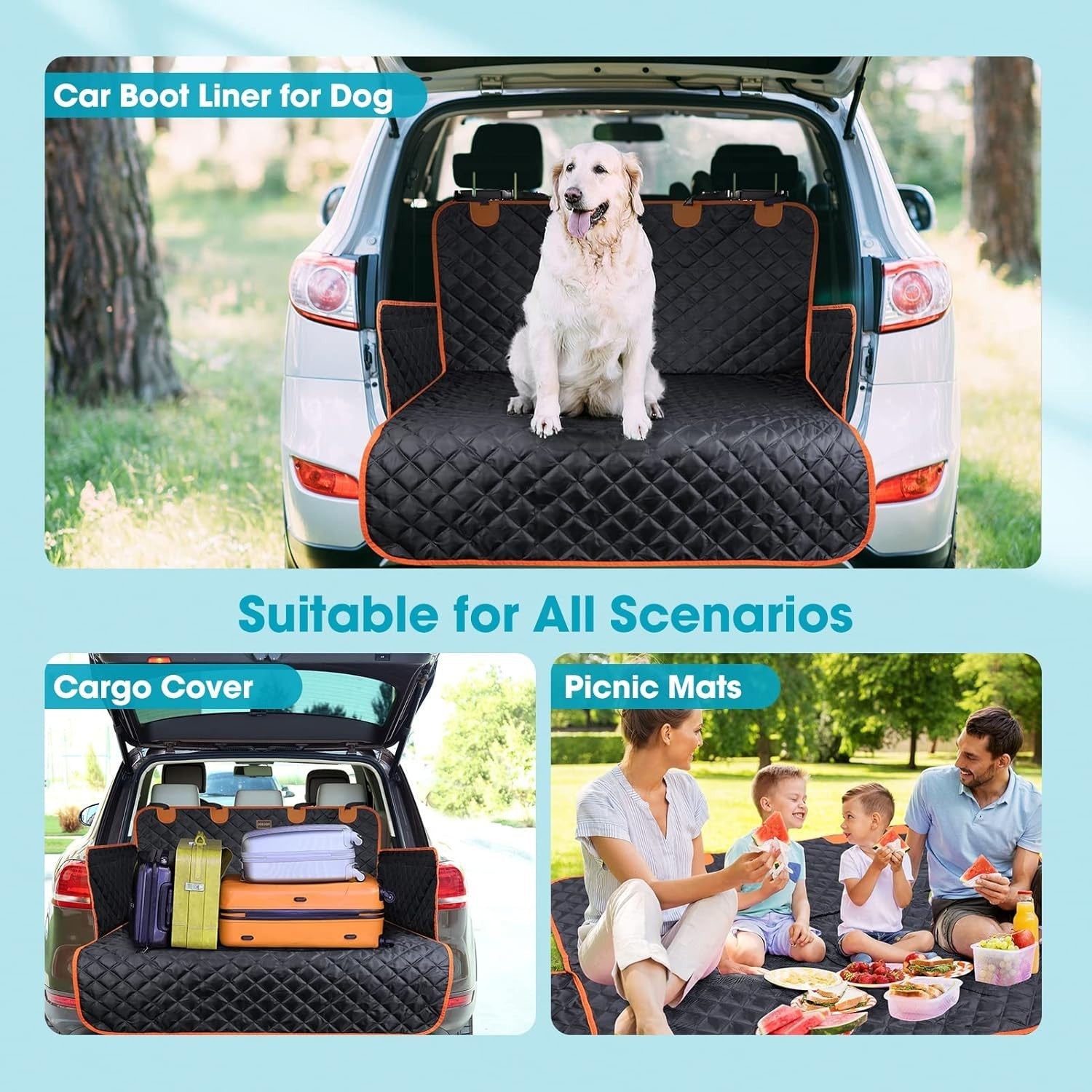 Dog Car Boot Protector Non Slip Trunk Liner SUV Cargo Cover Black