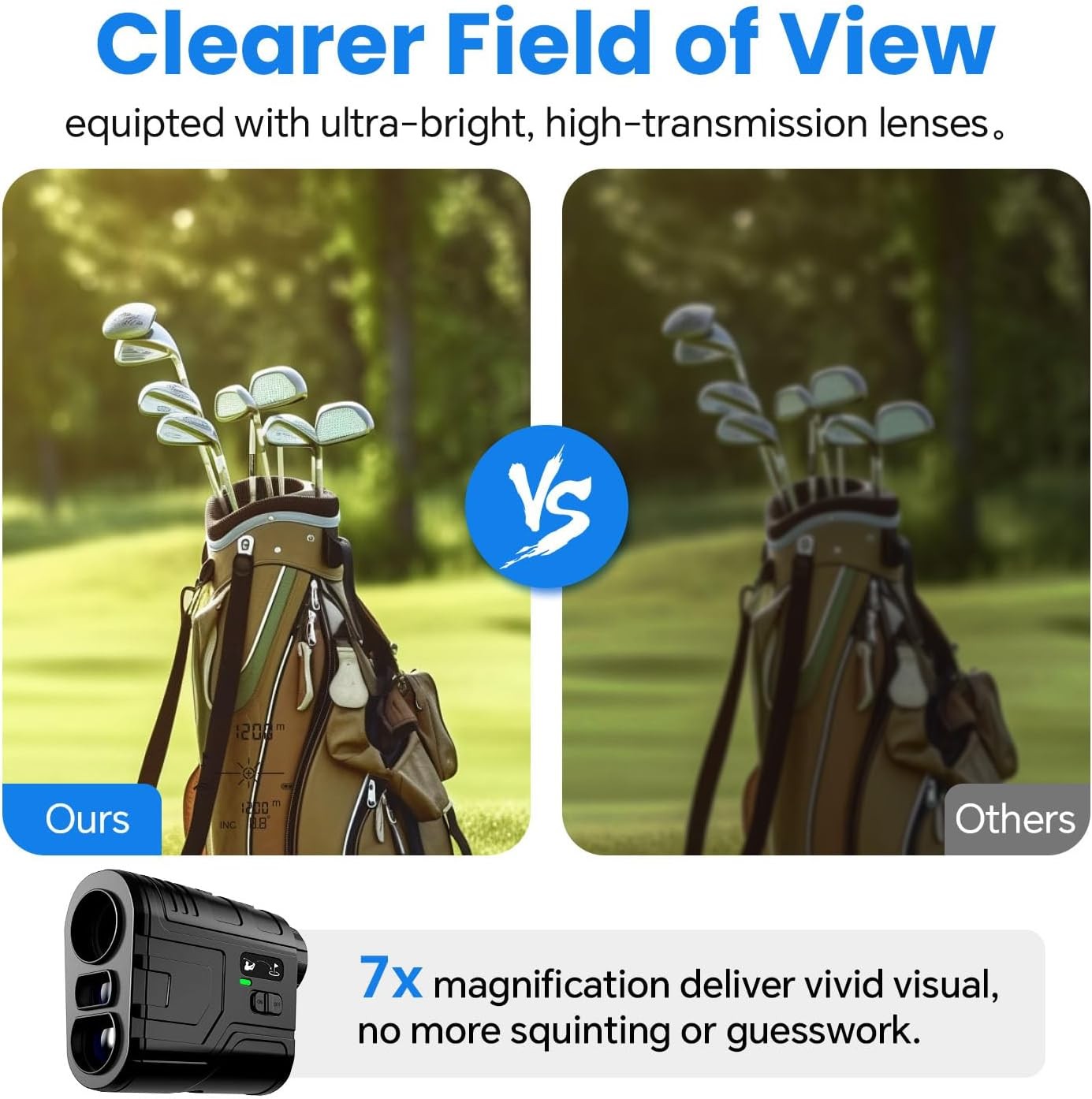 Golf Range Finder 1200 Yards Slope Flag Lock Vibration Rechargeable