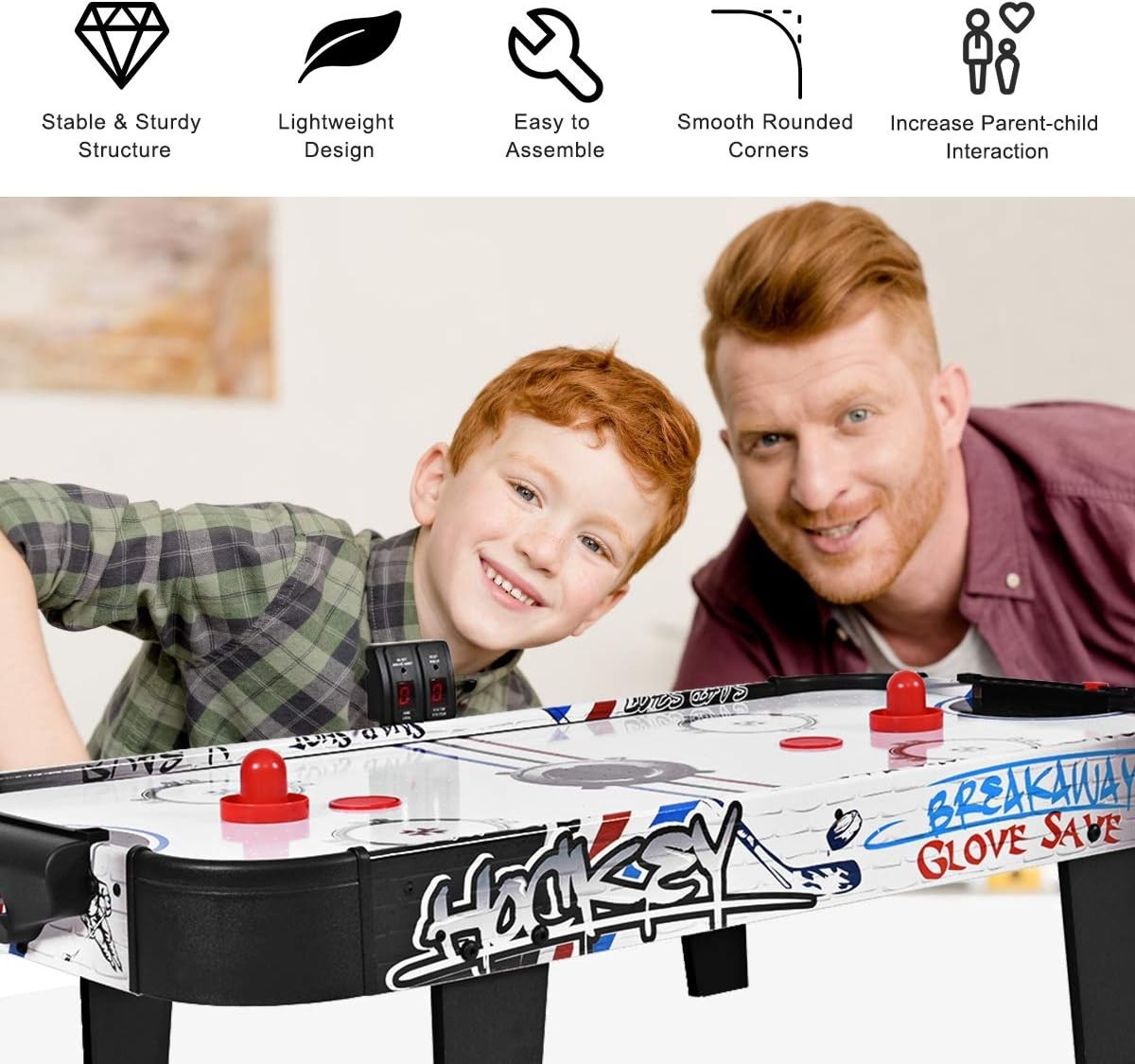 42 Inch Tabletop Air Hockey Game Electronic Blower Dual Scorers
