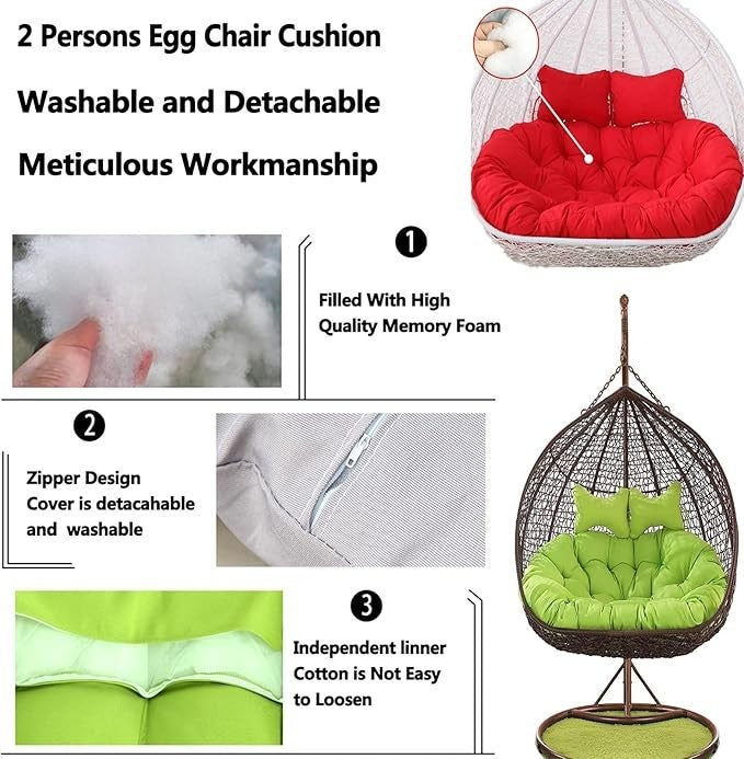 2 Seater Egg Chair Swing Cushion Waterproof Washable Thick Outdoor Seat Pad