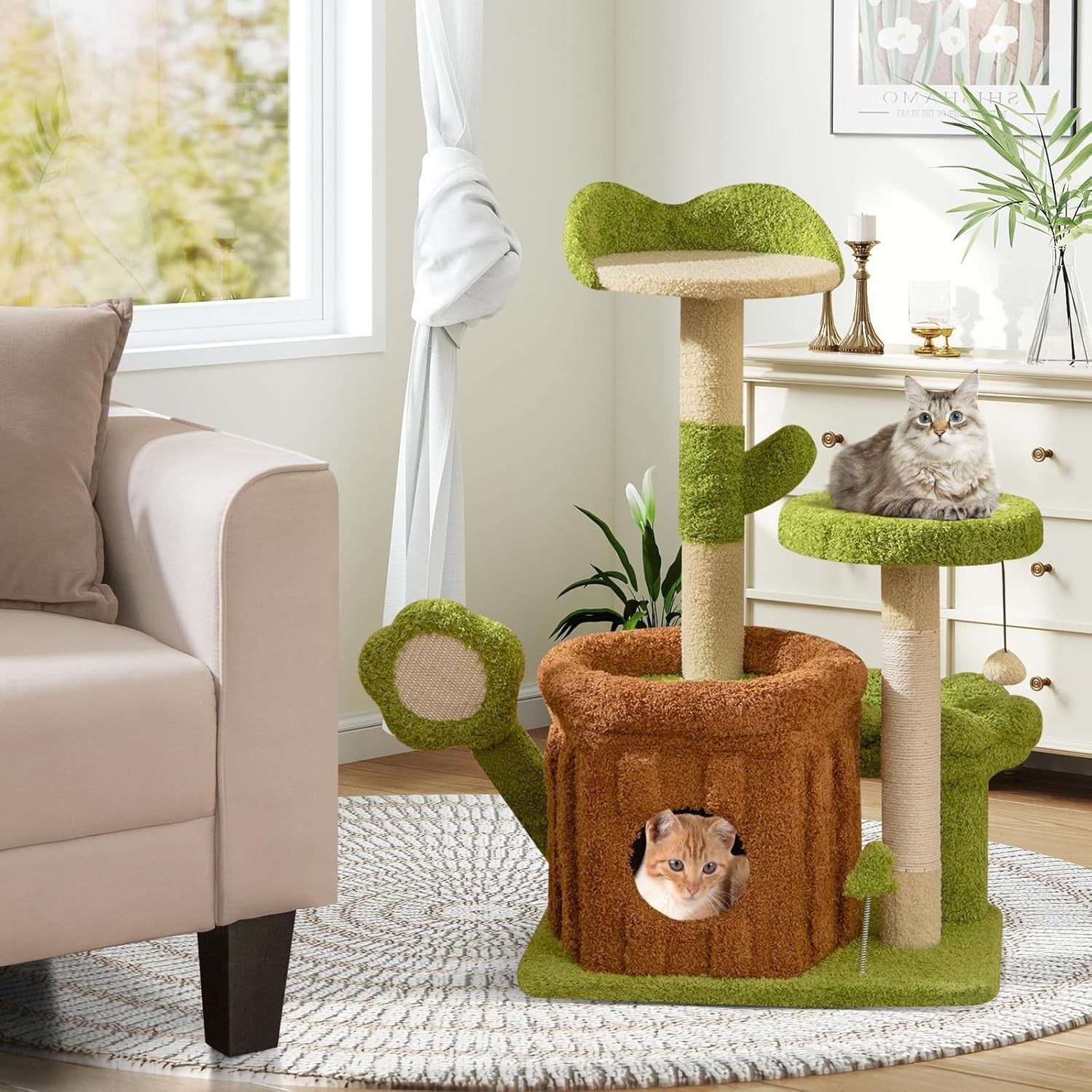 Cat Tree Tower for Indoor Cats with Condo Scratching Post Multi Level 92cm