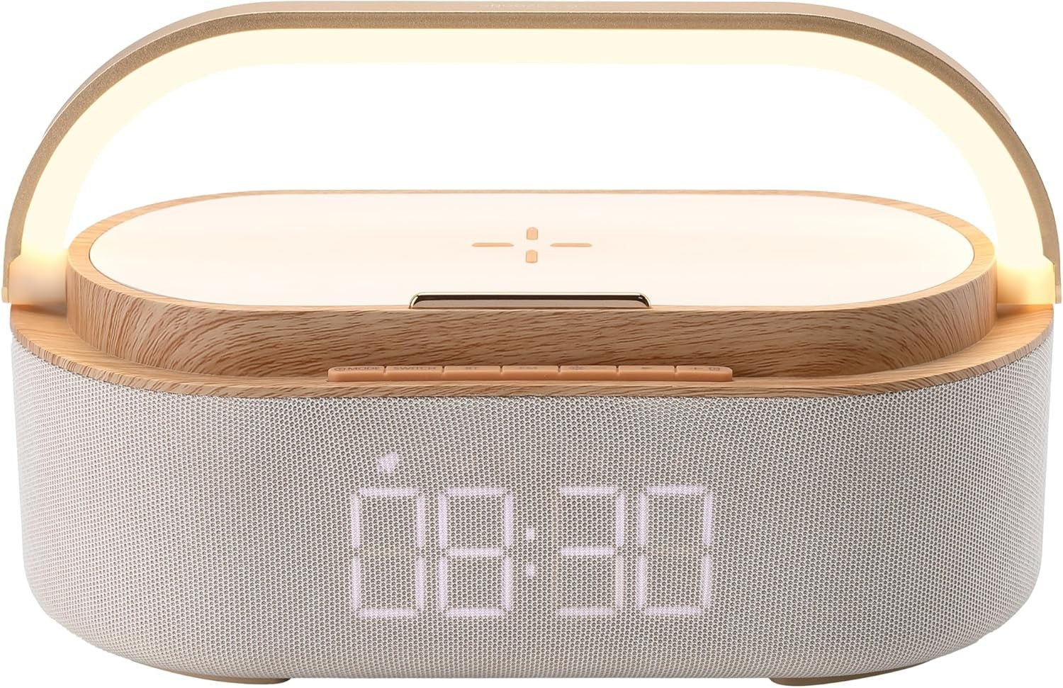 Wireless Charging Alarm Clock Bluetooth Speaker Bedside Light Up Dock
