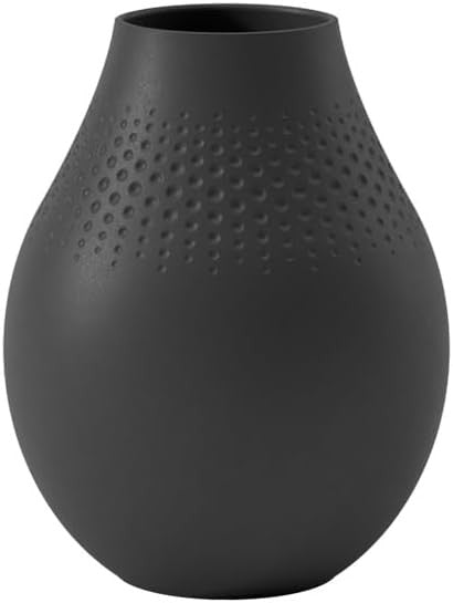 Black Porcelain Vase Modern Minimalist Flower Table Decor 20cm