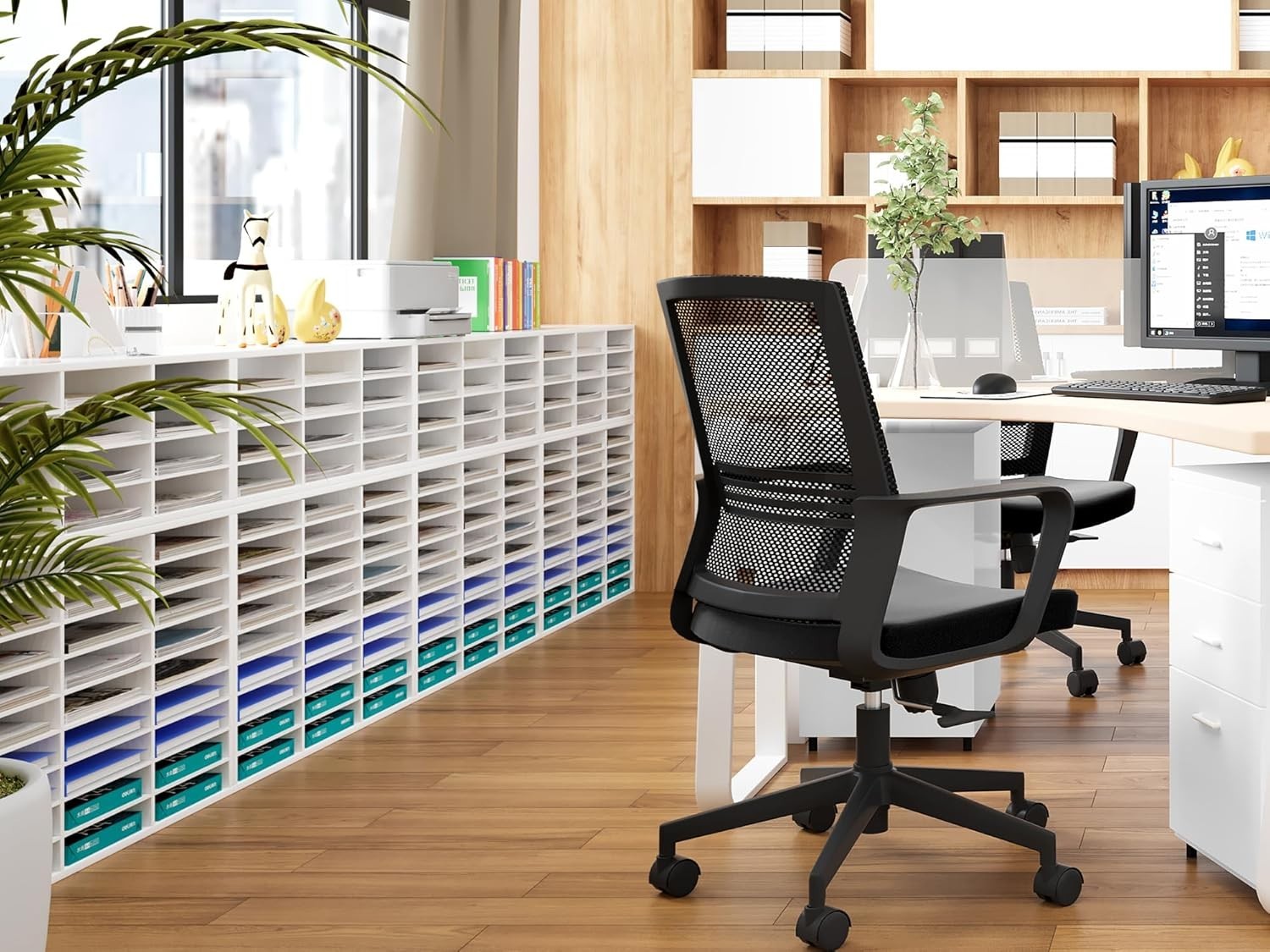 12 Compartment Wood Desk Organizer A4 File Tray Office Paper Holder