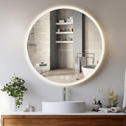 LED Light Up Vanity Mirror with Demister Anti-Fog Round Bathroom Wall-Mount, 70x
