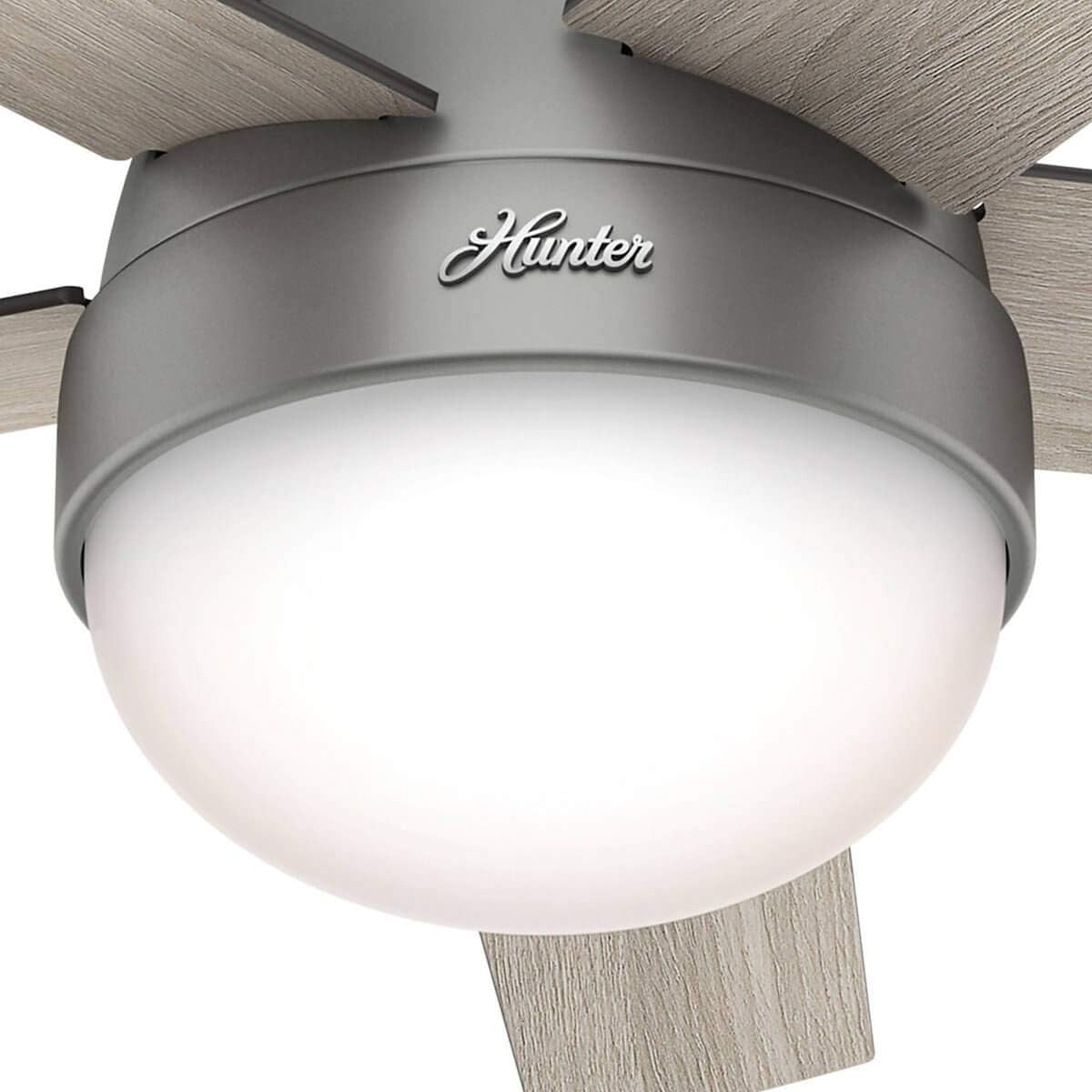 117CM Ceiling Fan, Matte Silver, 5-Blade, Light, Remote