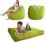Convertible Bean Bag Sofa Bed Double Chair Lounger Corduroy Green