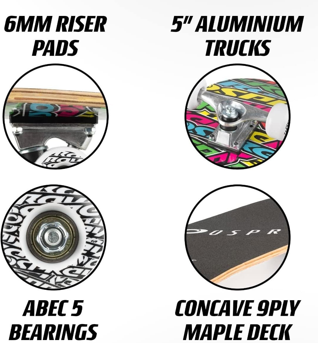 31" Kids Beginner Skateboard Maple Deck 54mm Wheels Double Kick Grip Tape Youth