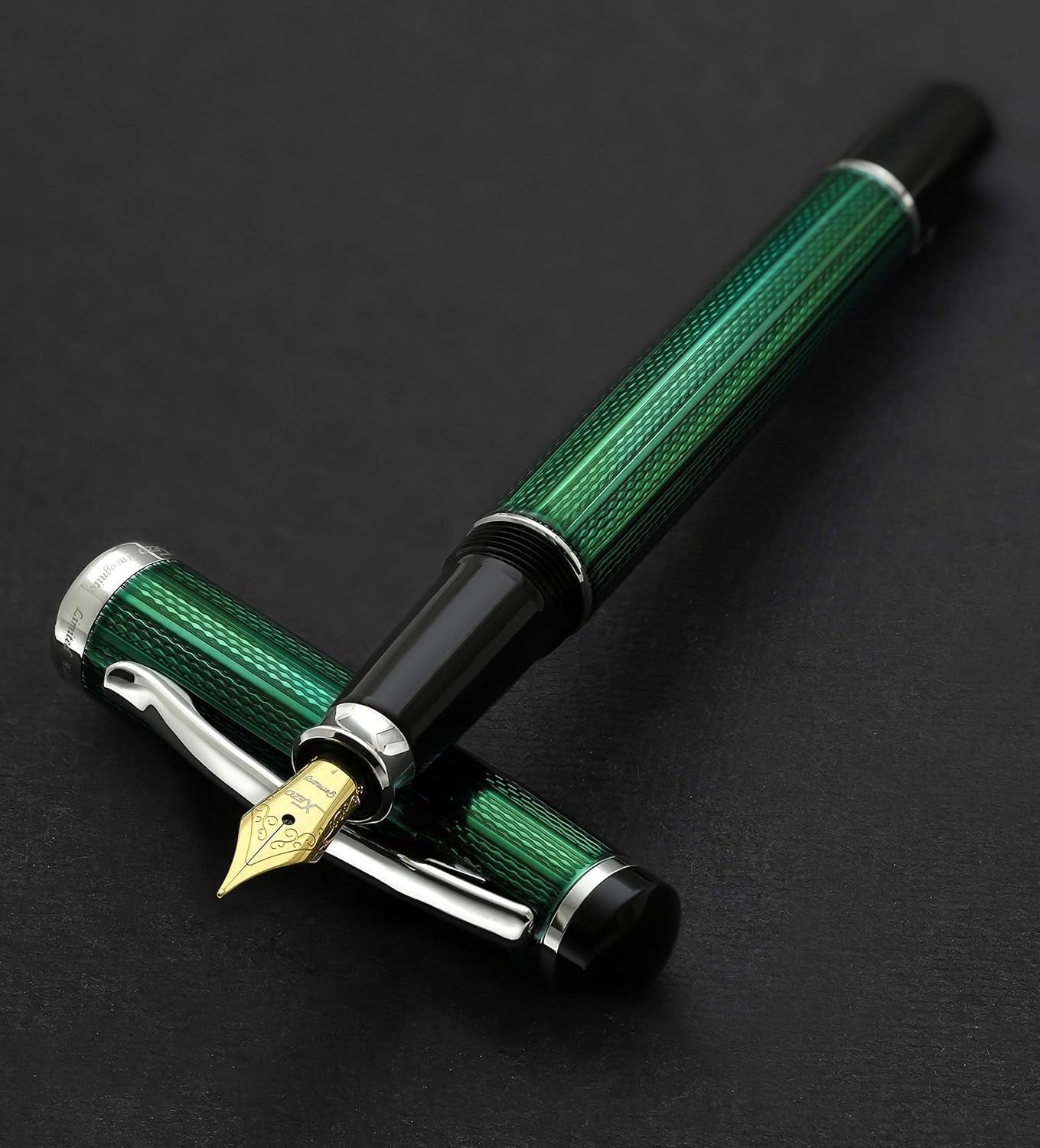 Forest Green Fountain Pen Fine Nib Handcrafted Smooth Writing Set