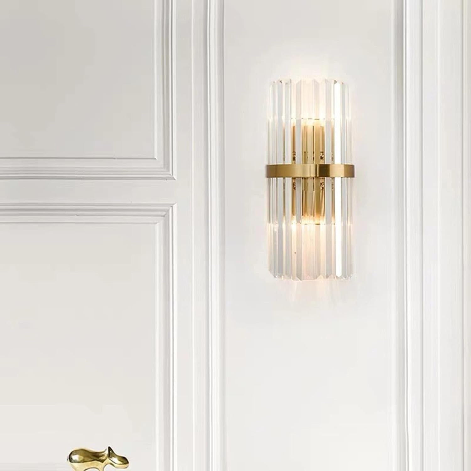Modern Crystal Wall Sconce Light | Gold Base | Bedroom & Hallway Lighting
