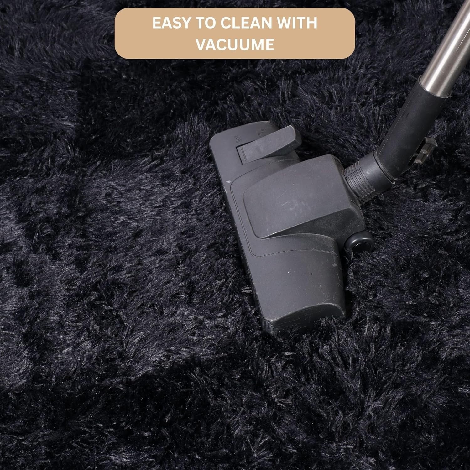 Large Shaggy Rug 200x290cm Black Soft Fluffy Thick Pile Non Slip Living Room
