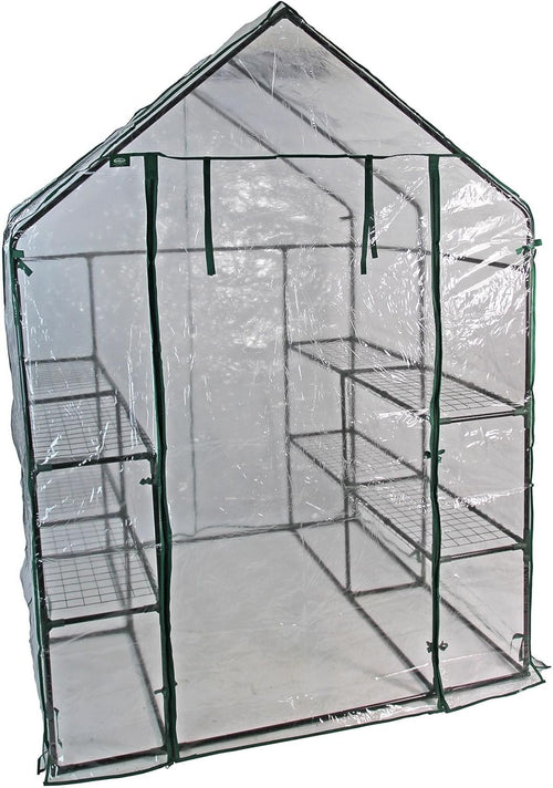 8-Shelf Walk-In Greenhouse Clear PVC Cover 143x143x195cm Weatherproof