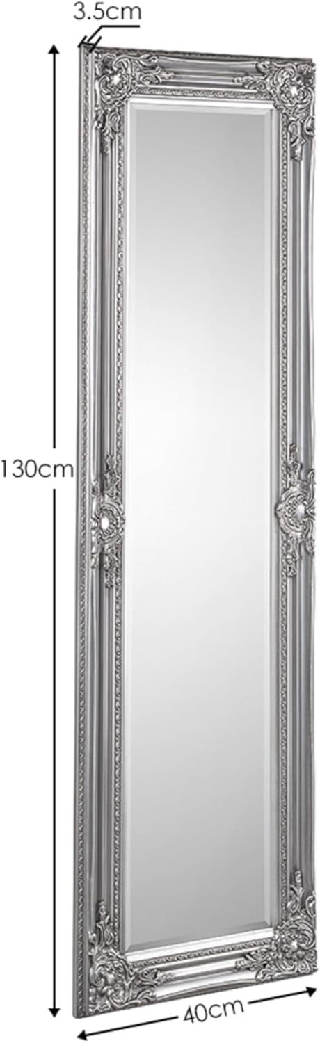 Full Length Grey Wall Mirror 130x40cm – Vintage Look for Hallway & Bedroom